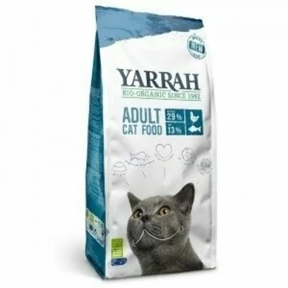 YARRAH Organic Adult Cat Food - Delicious Kibble with MSC Herring, Organic Chicken, Peas & Nettle - For All Types of Cats - Free from Artificial Additives, Pesticides & GMO - 2.4kg
