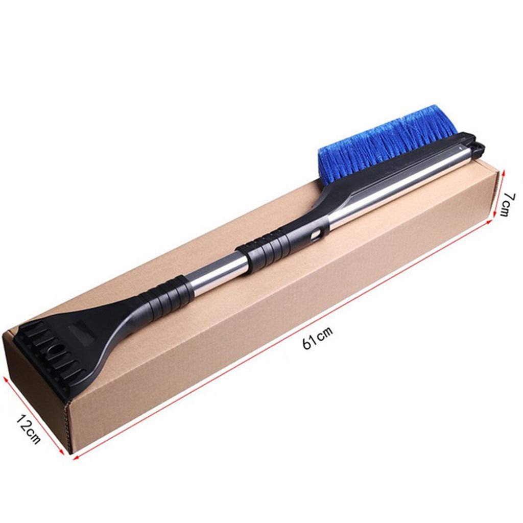HeziCat 3 in 1 Snow Brush and Ice Scraper,Extendable Snow Brush with Squeegee & Ice Scraper Extendable Snow Brush Snow Brush Winter Deicing Tool (Blue)