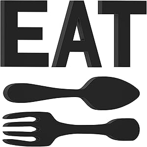 EAT Sign for Kitchen Wall Decor with Fork and Spoon, Rustic Wooden Large EAT Letters, Country Wall Art EAT Decoration, Farmhouse Decorative Hanging Wood EAT Sign for Home Dinning Room Cafe Restaurant