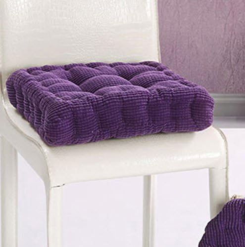 TMJJ Solid Color Warm Corduroy Square Office Dining Chair Pad Seating Pillows Home Living Room Bedroom Soft Floor Cushions Japanese Style Tatami Pillows(17.7 by 17.7 inches,Purple)