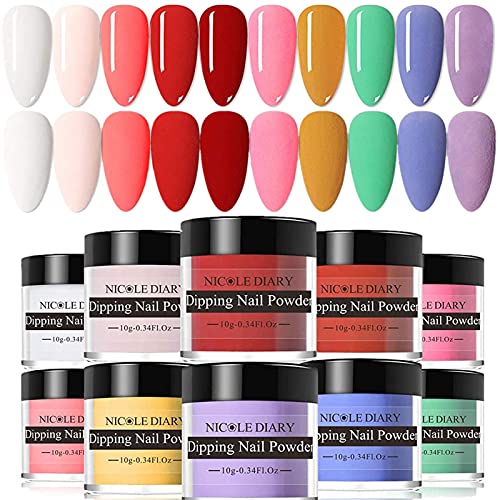 NICOLE DIARY Dip Powder kit 10 Colors Rainbow Summer Neon Purple Red