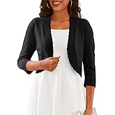 CPOKRTWSO Women's 3/4 Sleeve Cropped Cardigan Sweaters Open Front Bolero Shrugs for Women S-XL