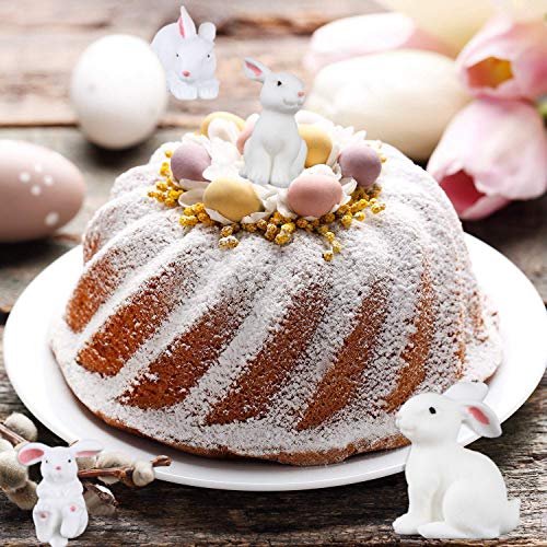 Fashionclubs 10pcs Mini Bunny Figurines Animal Characters Toys Cake Cupcake Toppers Miniature Rabbit Figures for Kids Playset Fairy Garden Easter Party Decorations