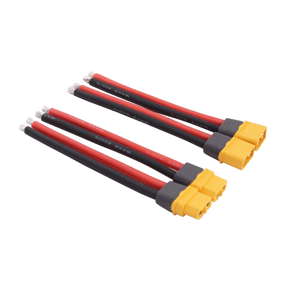 OliYin 2pairs Amass XT60 Plug Male Female Cable with 12awg 3.93in Silicone Wire(Pack of 2)