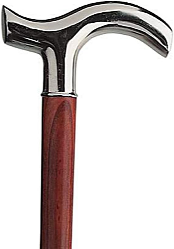 Hanseat Walking Stick, Gloss Chrome-Plated Fritz Handle, Attached to Cherry Wood Stick, with Slim Buffer