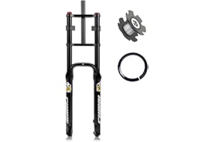 RUJIXU 20/26 inch Fat Tire Forks BMX Air Suspension Fork 20/26x4.0 eBike Front Fork Mountain Bike Forks taper1-1/2 Straight 1-1/8" Disc Brake Travel 140mm with Damping Adjustment QR 135 * 9MM 5.8lb