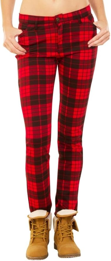 skinny tartan trousers womens