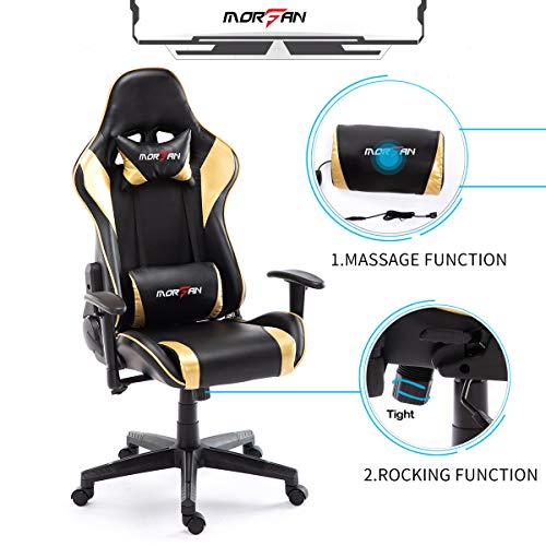 Morfan Gaming Chair Massage and Rocking Function Computer PU Leather