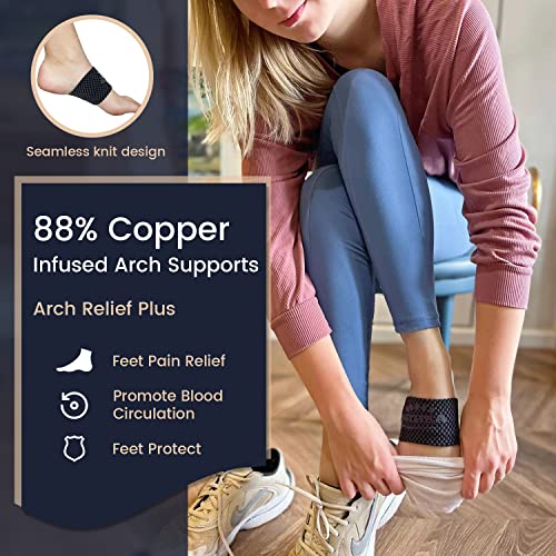SIIHEA 2 Pairs Copper Infused Compression Arch Supports Braces, Plantar