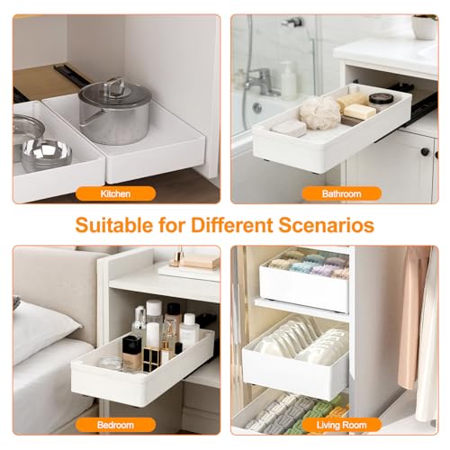 VINATO Removable Drawers for Kitchen, Removable Drawers for Cabinets – 37.5 x 13 x 5 cm, Removable Cupboard Tray, Removable Kitchen Organizer, Mounting with Adhesive Tape or Screws
