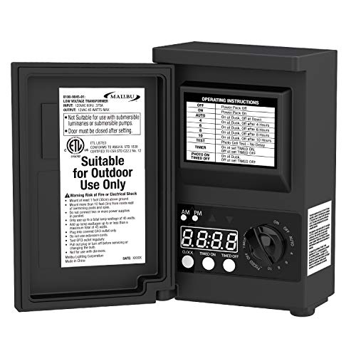 Malibu LED 45watt Outdoor Low Voltage Transformer with Digital Timer and Photo Eye for DIY Outdoor Landscape Lighting