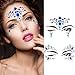 6 Sets Rhinestone Mermaid Face Jewels Gems, Bindi Crystals Eyes Face Body Stickers Temporary Tattoos For Music Festivals Bohemian Coachella Professional Make Up Dancer Costume Parties