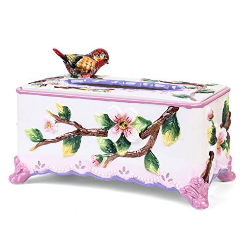 FORLONG FL9003 Ceramic Facial Tissue Dispenser Box Paper Dispenser Box Tissue Holder for Bathroom Vanity-Dogwood