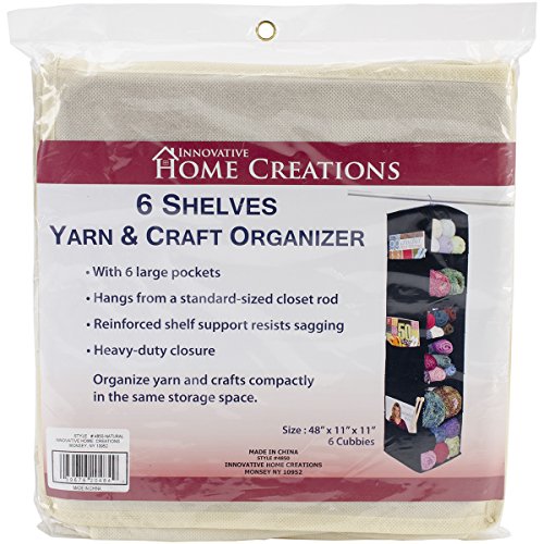 Innovative Home Creations 6 Shelf Yarn and Craft Organizer, 48-Inch x 11-Inch x 11-Inch, Natural