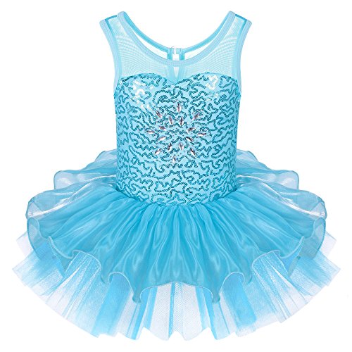 TFJH Little Girls' Princess Ballet Sequin Sleeveless Tank Leotard Tutu