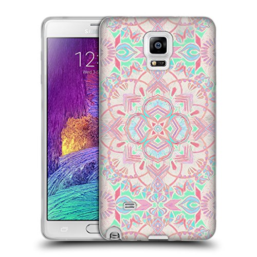 Official Micklyn Le Feuvre Mint And Blush Pink Painted Mandala 2 Soft Gel Case for Samsung Galaxy Note 4
