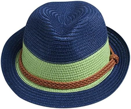 GUNCOI New Fashion Summer Straw Men's Sun Hats Fedora Trilby Gangster Cap Summer Beach Cap Panama Hat Sombrero Travel Sunhat Blue