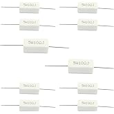 Waziaqoc 10PCS 5W 10 Ohm Ceramic Resistor Set, PCB Mount, White, 10x10x1.5cm, Electronics