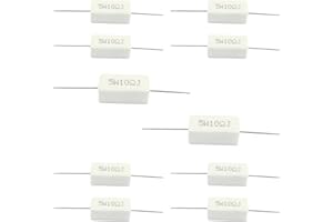 Waziaqoc 10PCS 5W 10 Ohm Ceramic Resistor Set, PCB Mount, White, 10x10x1.5cm, Electronics