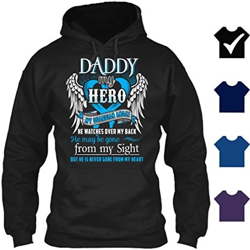 Daddy My Hero My Guardian Angel T Shirt - Daddy In Heaven Hoodie (M,Black)