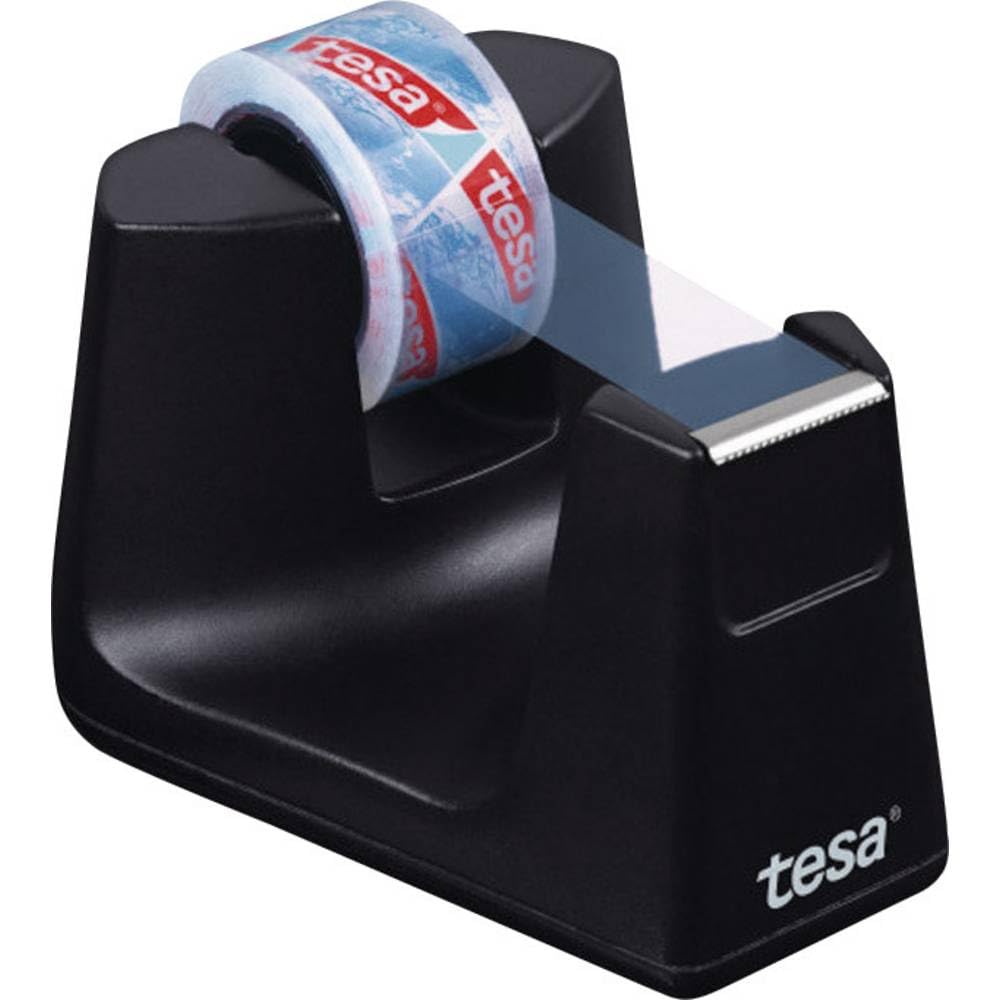 tesa Easy Cut SMART Tape Dispenser for Tables - Compact Tabletop Dispenser with Anti-Slip Technology for Adhesive Tape, incl. 1 roll of tesafilm crystal-clear
