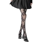 Mrotrida Women's Floral Patterned Fishnet Tights Y2k Gothic Flower Lace See Through Pantyhose Stocking