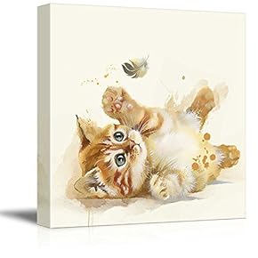 Square Cat Series Watercolor Painting Style Kitty Playing...