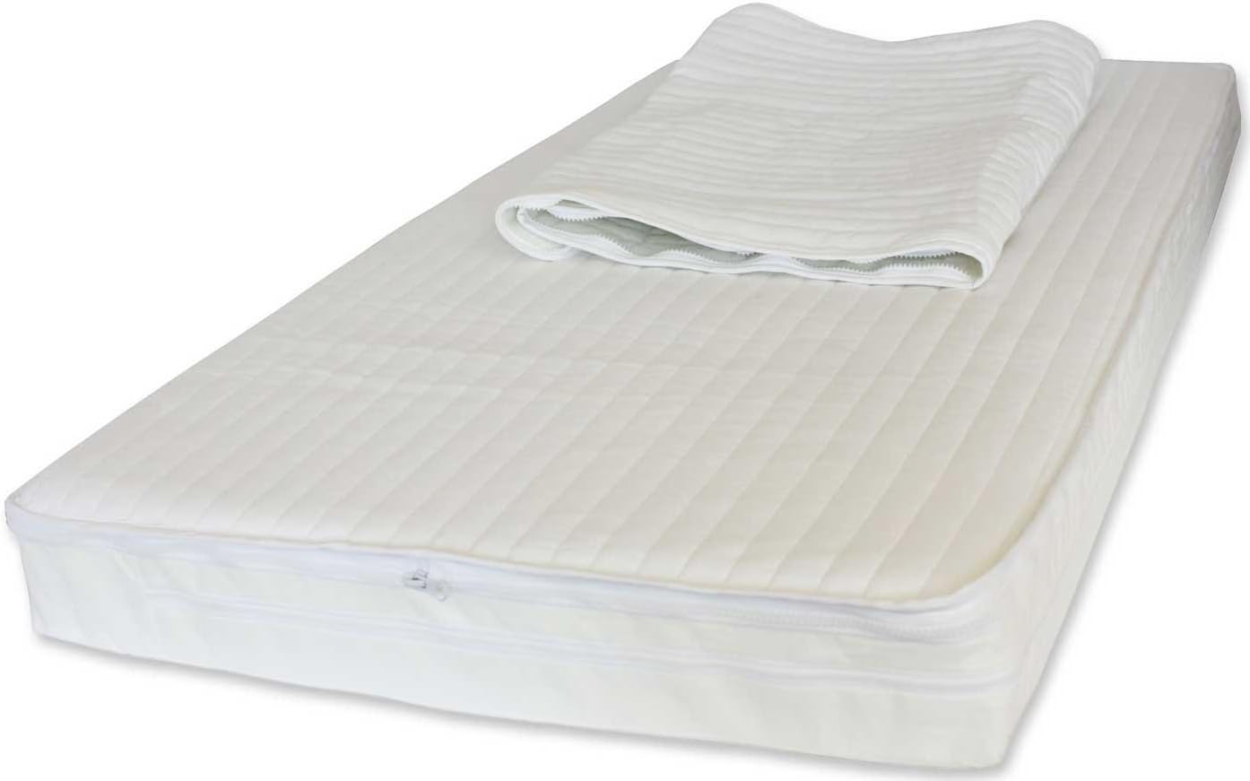 117 x 54 x 10 cm NightyNite® Superstart Sprung Cot Mattress with Two Interchangeable Microfibre Toppers and Waterproof Protection