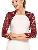 Bulges Women Floral Lace Shrug Long Sleeve Front Open Bolero Blouse Crop Top