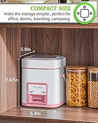 TLOG Mini Rice Cooker 2.5-Cup Uncooked