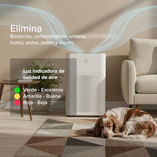 AVERA Purificador de aire con filtro HEPA y carbón activado, Cubre hasta 100 m2 (1076 pies²), 4 velocidades, 2 modos, Control WIFI y táctil, Luz indicadora calidad de aire, Silencioso | PHEPA01