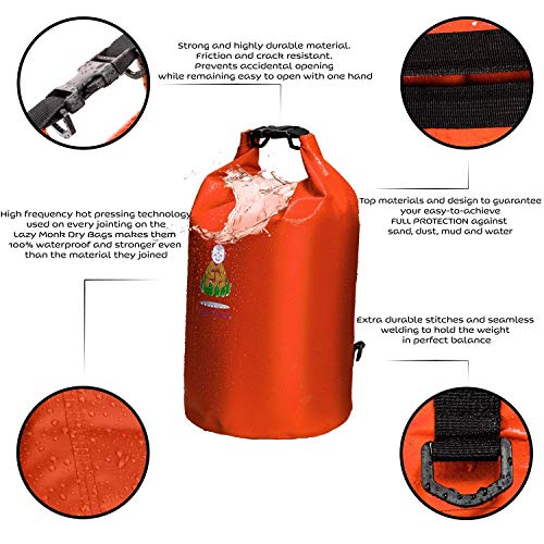 Lazy Monk Dry Bags Waterproof | Water Proof Bag Backpack| Best Kayak & Travel Sack Accessories with Phone Case