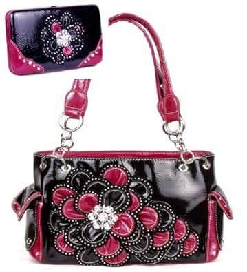 pink floral shoes and bag