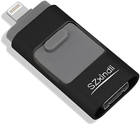 USB Flash Drive for iphone 32 GB USB 3.0 Drive Lightning Memory Expansion, 3 in 1 External Pen-Drive Storage Memory Stick for Apple ios Mac Android Windows (Black)