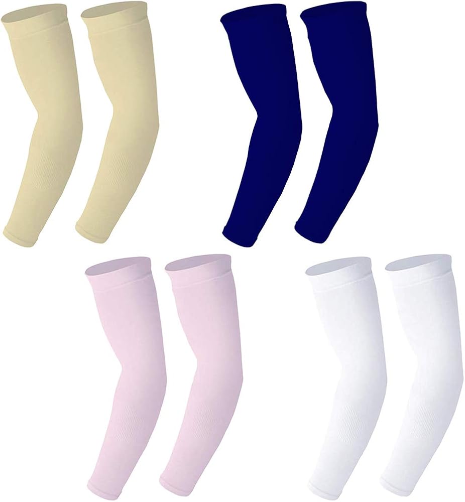 Arm Sleeves With Beige,Dark Blue,Light Pink And White Color 4 Pairs