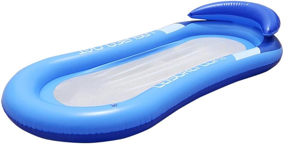 Water Mesh Hammock Pool Lounger, Float Hammock Inflatable Rafts Swimming Pool Air Lightweight Floating Chair Foldable Compact Portable Dual-Use Backrest Swimming Pool Mat for Adults and Kids