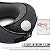 MLVOC Travel Pillow 100% Pure Memory Foam Neck Pillow, New Upgrade Design,More Better Surround and Support, Ajustable,Washable and Breathable Airplane Pillow, with 3D Sleep Eye Mask, Earplugs, Black