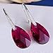 EleQueen 925 Sterling Silver CZ Teardrop Shepherd Hook Dangle Earrings Fuchsia Made with Austrian Crystal for Women Girl, Valentine's Day/Mother's Day/Christmas Jewelry Gift for Girlfriend/Mom
