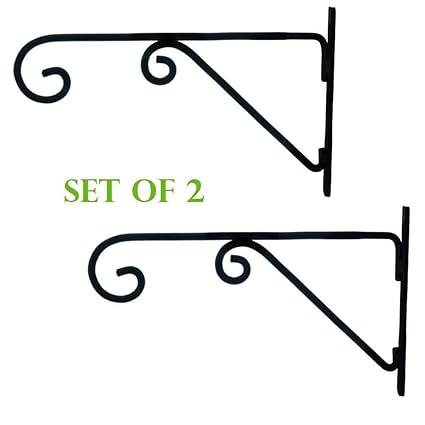 Wood Art Store Wall Bracket for Bird Feeders and Houses Planters Lanterns Wind Chimes Hanging Baskets Ornaments String Lights - Set of 2