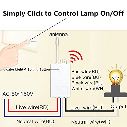 Wsdcam Wireless Light Switch and Receiver Kit Outdoor 1900 ft Indoors