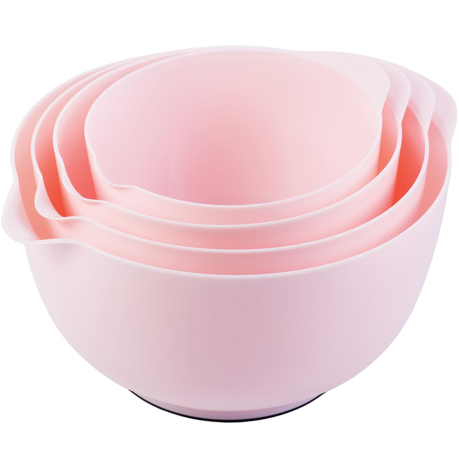 BoxedHome Pink Mixing Bowl Set Plastic Salad Bowl Non-Slip Stackable Serving Bowls for Kitchen 4-Piece Mixing Bowl Set