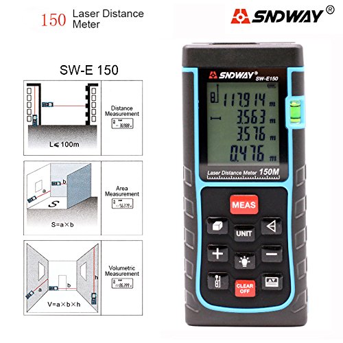SNDWAY SW-E150 150M 493FT Digital Diastimeter Laser Distance Meter Laser Rangefinder Meter Area Volume Measure Tool
