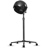 Wuissvnb Hooded Hair Dryer, Stand Hair Dryer, Professional Hooded Dryer on Wheels with Digital Display, Touch Controls and 3 Temperature Settings for Salon and Home Use - Black