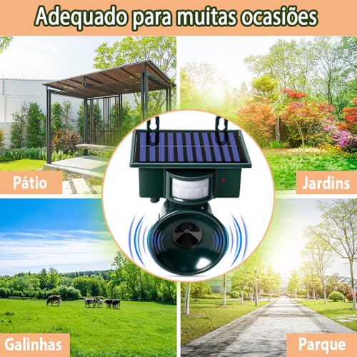 Repelente Ultrassônico Solar, Espanta Pombo e Insetos, Funcionamento por Energia Solar
