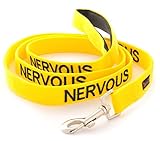 NERVOUS Yellow Color Coded 6 Foot Dog Padded Leash (Give Me Space) PREVENTS Accidents By Warning Others of Your Dog in Advance