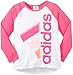Adidas Little Girls' Long Sleeve Graphic Tee Shirt, White/Pink, 6X