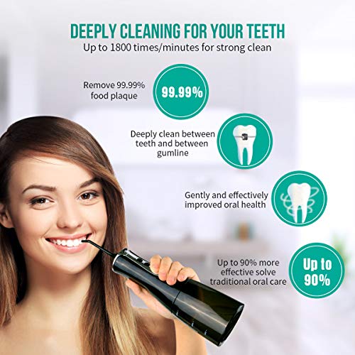 Water Flossers Pick Teeth Cleaner,TOPOINT 320ML Cordless Water Flosser Pik Portable for Braces Dental Oral Irrigator with 4 Jet Tips, 3 Modes