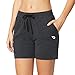 BALEAF Women's Shorts Athletic Running Workout Casual Cotton Lounge Walking Sweat Yoga Jersey Pull On Shorts Pockets Charcoal Size M