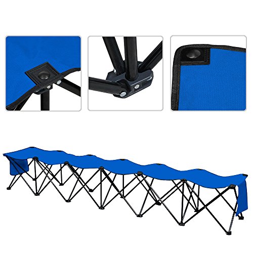 Yaheetech Portable 4/6/8 Seats Sports Bench Sits Team Sports Sideline Bench Outdoor Waterproof w/Side Bag with/Without Back (Blue, 6 Seats w/o Back)