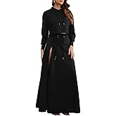 AirZeal Hoodie Skirt Set Women 2 Piece Outfits Cropped Long Sleeve Hoodies and High Slit Maxi Skirt with Pockets